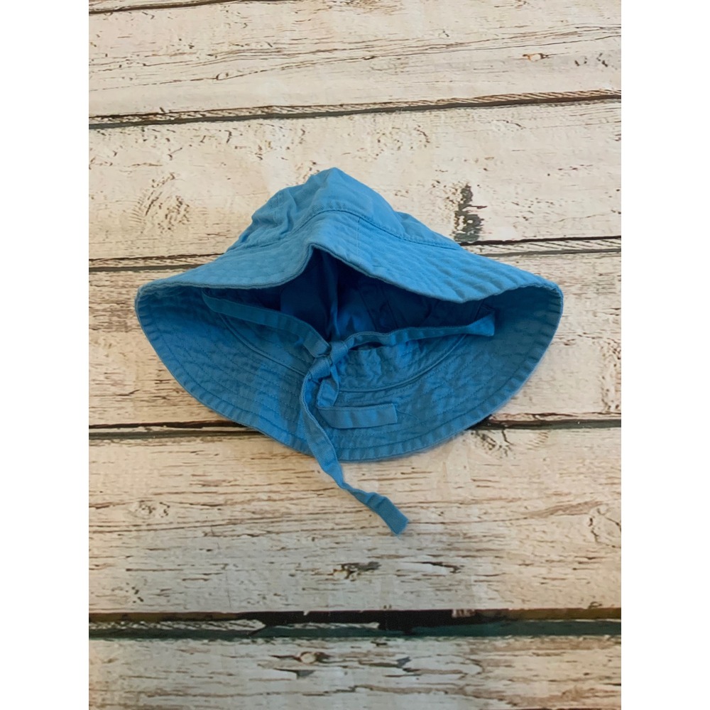Hanna Andersson Kids Blue Cotton Twill Sun Hat with Chin Ties Size Small
